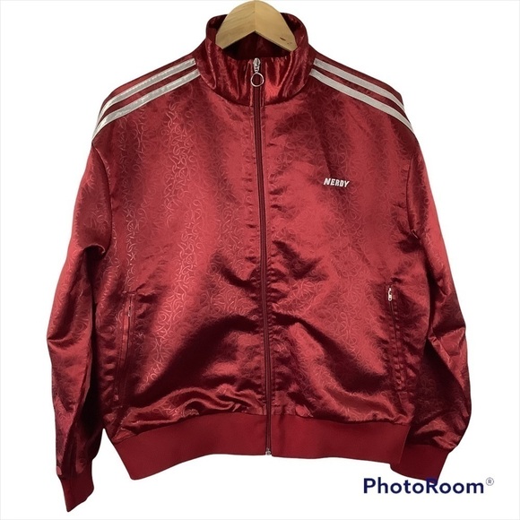 Nerdy Dark Red Track Jacket Size Small K-Pop Style - Picture 1 of 8